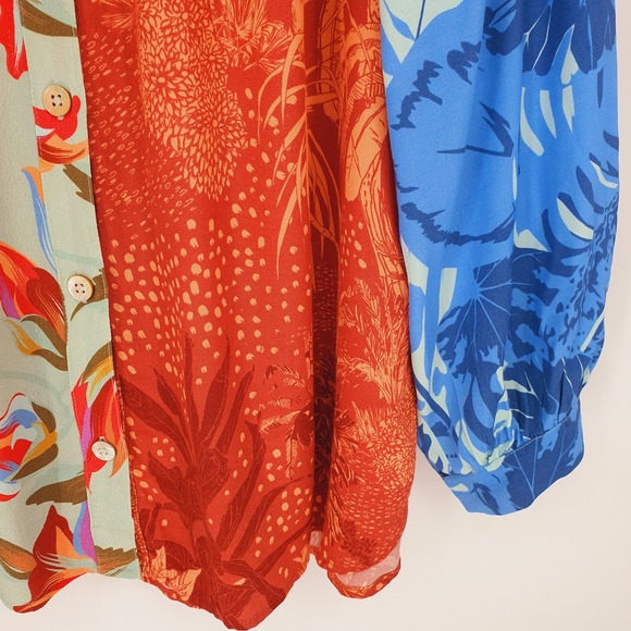 Soft Surroundings Hermosa Patchwork Floral Button Down Long Sleeve Blouse Sz 1X - Picture 8 of 11